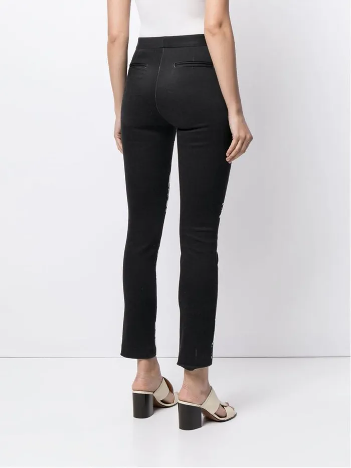 Adam Lippes Pants Cigarette Pants In Printed Denim Black Floral 8211 Women