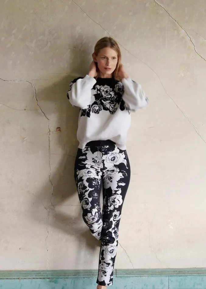 Adam Lippes Pants Cigarette Pants In Printed Denim Black Floral 8211 Women