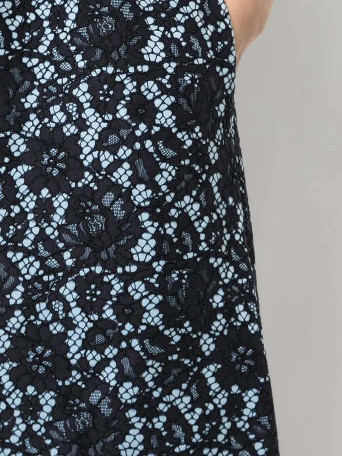 Adam Lippes Pants WideLeg Cropped Sweatpant In Lace Bonded Jersey Navy Light Blue 8211 Women