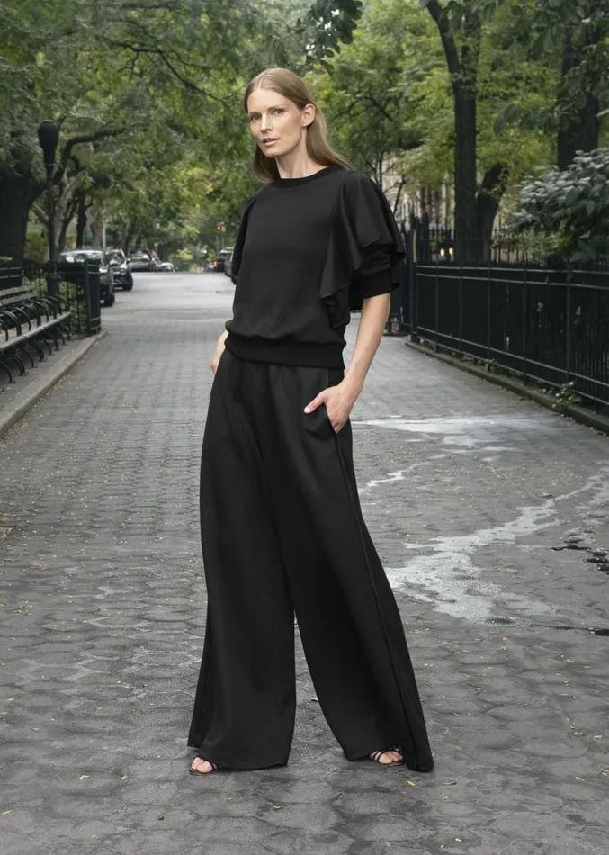 Adam Lippes Pants WideLeg Lounge Pant In Luxe Jersey Black 8211 Women