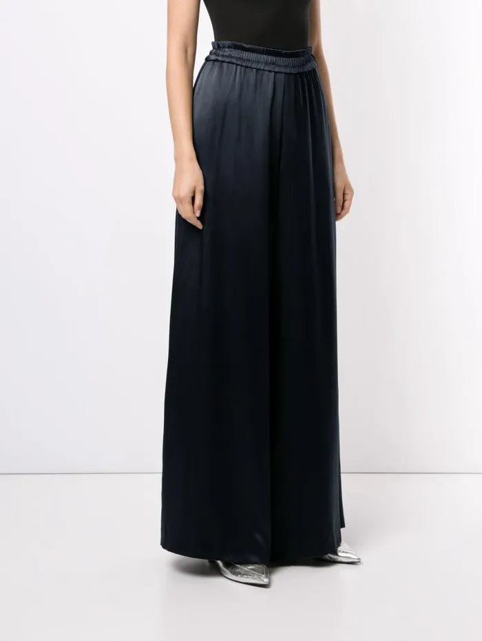 Adam Lippes Pants WideLeg Sweatpant In Silk Charmeuse Navy 8211 Women