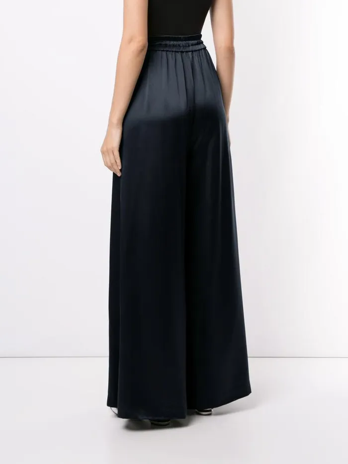 Adam Lippes Pants WideLeg Sweatpant In Silk Charmeuse Navy 8211 Women