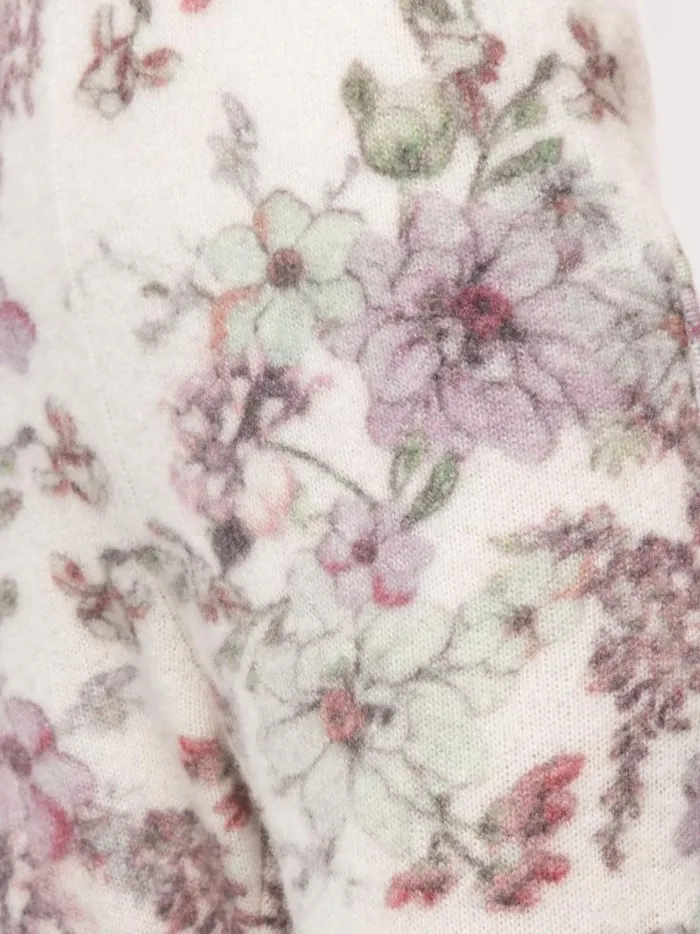 Adam Lippes Sweaters Jogger Sweatpant In Printed Silk Cashmere White Floral 8211 Women