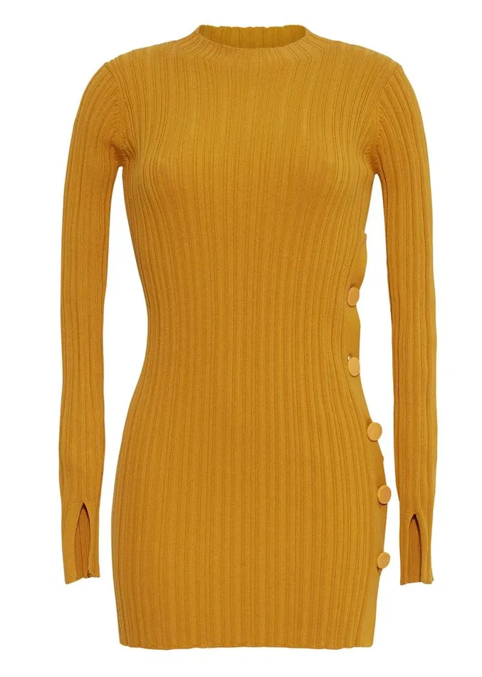 Adam Lippes Sweaters Tunic With Side Buttons In Cotton Crepe Tumeric 8211 Women