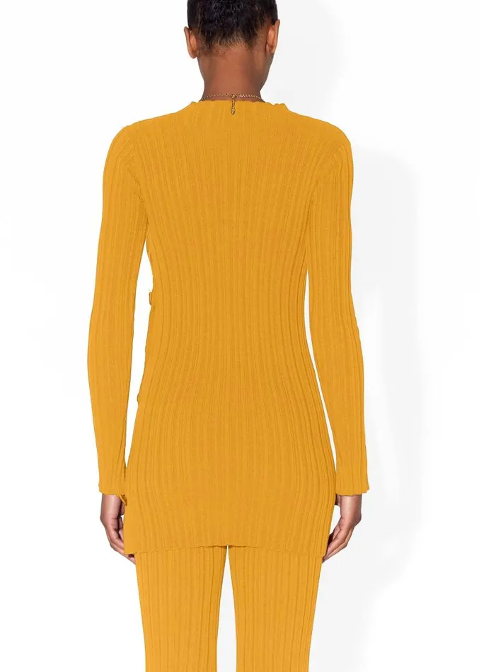 Adam Lippes Sweaters Tunic With Side Buttons In Cotton Crepe Tumeric 8211 Women