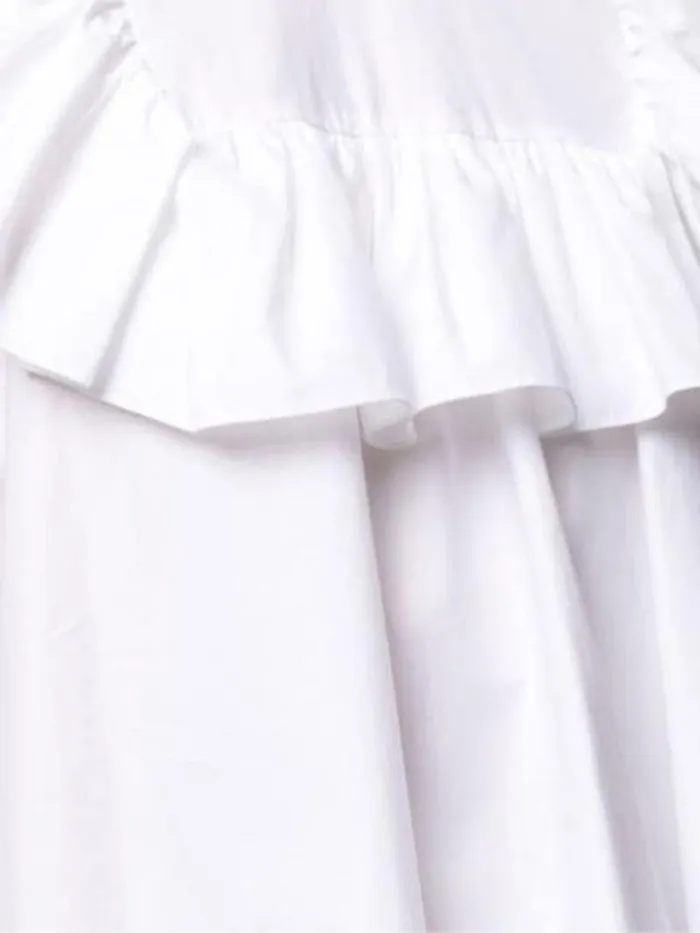 Adam Lippes Tops Sleeveless Smocked Neck Top In Cotton Shirting White 8211 Women