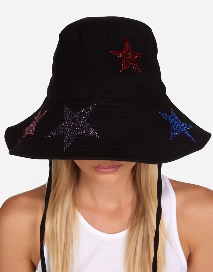 Adina Color Crystal Multi Stars Black Women039s Lauren Moshi Hats