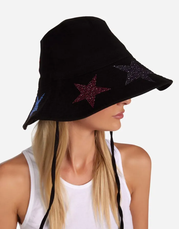 Adina Color Crystal Multi Stars Black Women039s Lauren Moshi Hats