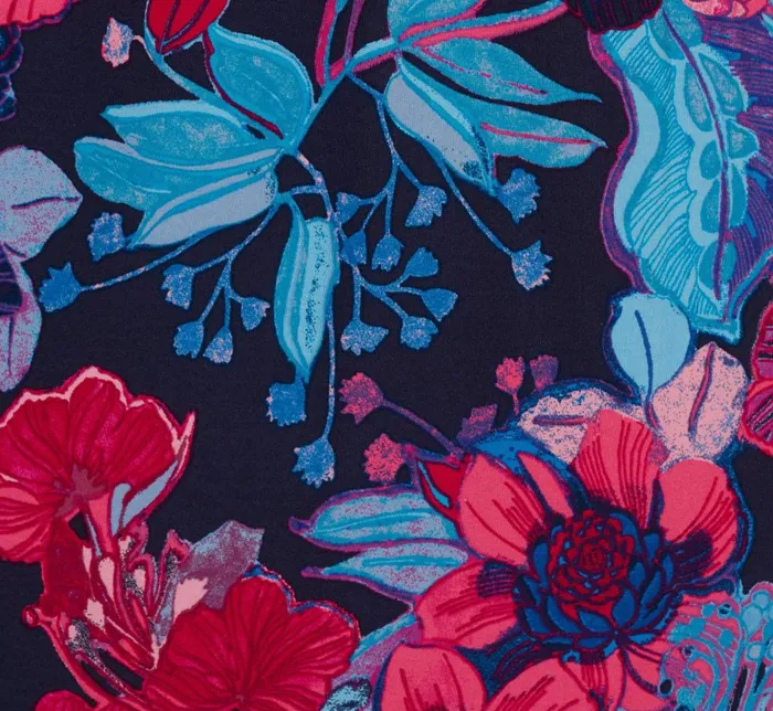 Adrianna Papell Day Dresses Bright Floral Print Midi Dress With Flutter Sleeves In Navy Pink Multi 8211 Women