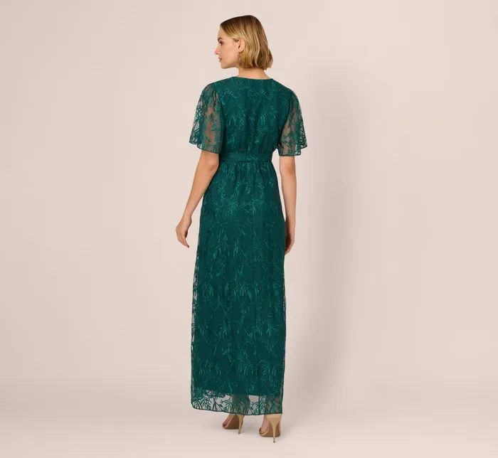 Adrianna Papell Day Dresses Embroidered Lace Maxi Dress In Hunter 8211 Women