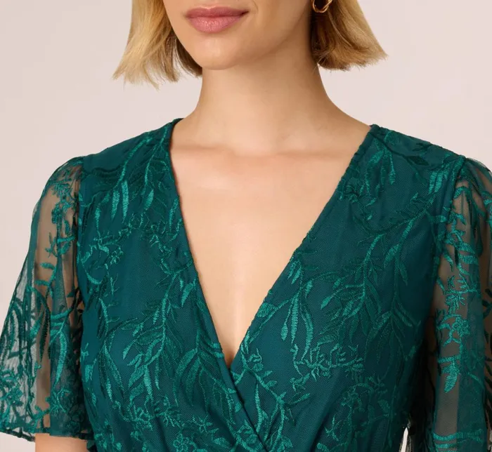 Adrianna Papell Day Dresses Embroidered Lace Maxi Dress In Hunter 8211 Women