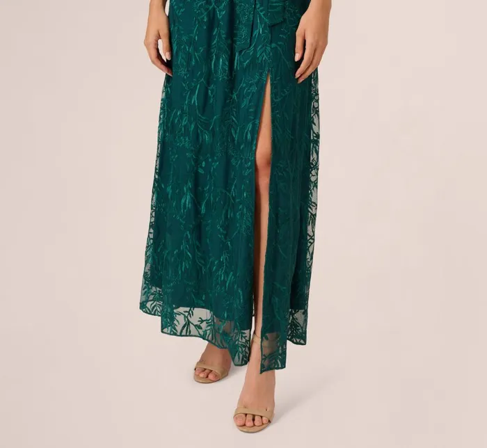 Adrianna Papell Day Dresses Embroidered Lace Maxi Dress In Hunter 8211 Women