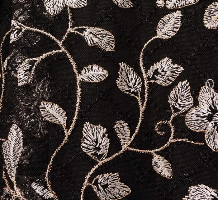 Adrianna Papell Day Dresses Floral Embroidered Midi Dress With Sheer Cap Sleeves In Black Ivory 8211 Women