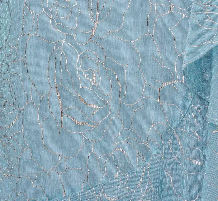 Adrianna Papell Day Dresses Floral Metallic Stencil MidiLength Mermaid Dress With Capelet In Light Blue 8211 Women
