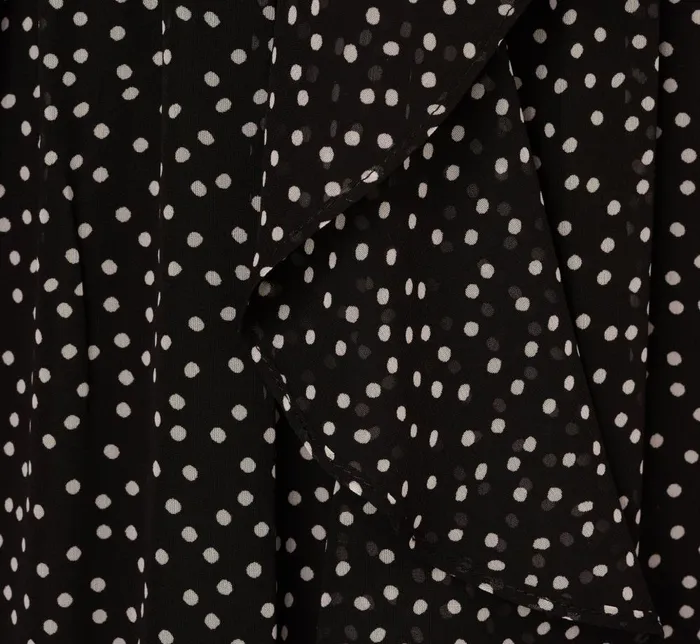 Adrianna Papell Day Dresses Shirred Dot Chiffon Midi Dress In Black Ivory 8211 Women