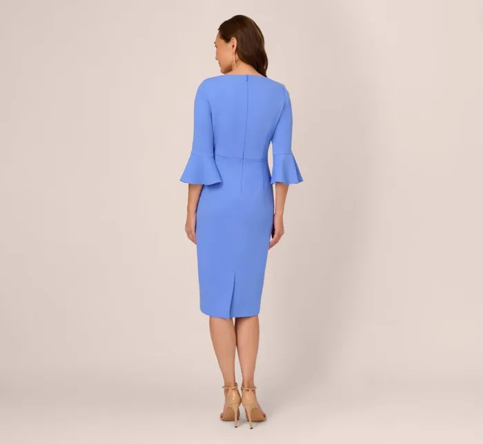 Adrianna Papell Day Dresses Stretch Knit Crepe TieFront MidiLength Sheath Dress In Precious Peri 8211 Women