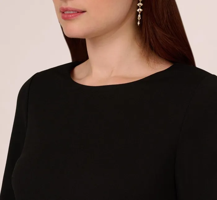 Adrianna Papell Day Dresses Three Quarter Sleeve Shift Dress With Floral Embellished Cuffs In Black 8211 Women