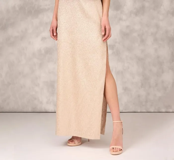 Adrianna Papell Formal Dresses Asymmetrical Column Gown With Ruffle Details In Taupe 8211 Women
