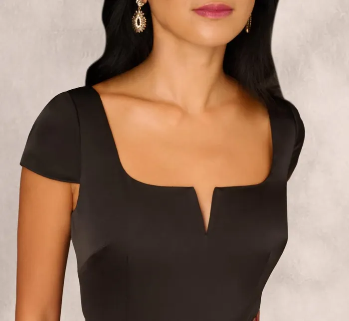 Adrianna Papell Formal Dresses Combo Fabric Cap Sleeve Gown In Black Red Multi 8211 Women