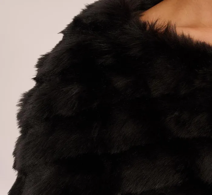 Adrianna Papell Shawls and Wraps Faux Fur Wrap With Stone Brooch In Black 8211 Women
