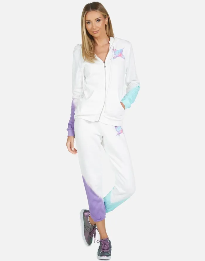 Alana Pretty Hummingbird Purpleteal Ombre Women039s Lauren Moshi Crop Sweatpants