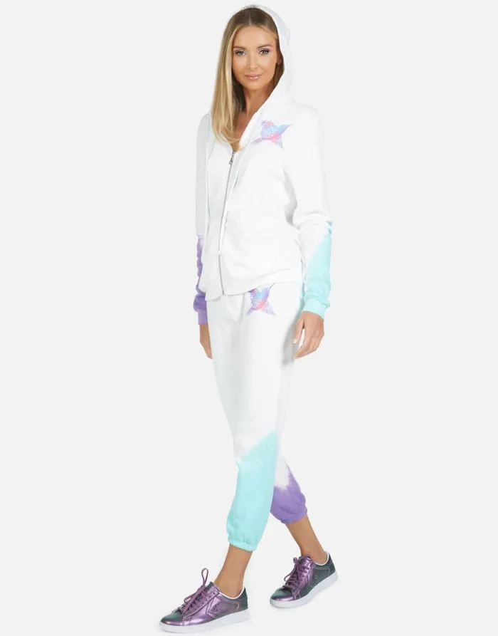 Alana Pretty Hummingbird Purpleteal Ombre Women039s Lauren Moshi Crop Sweatpants