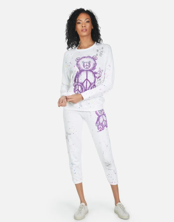 Annabelle Peace Teddy Punk Stain Women039s Lauren Moshi Crop Sweatpants