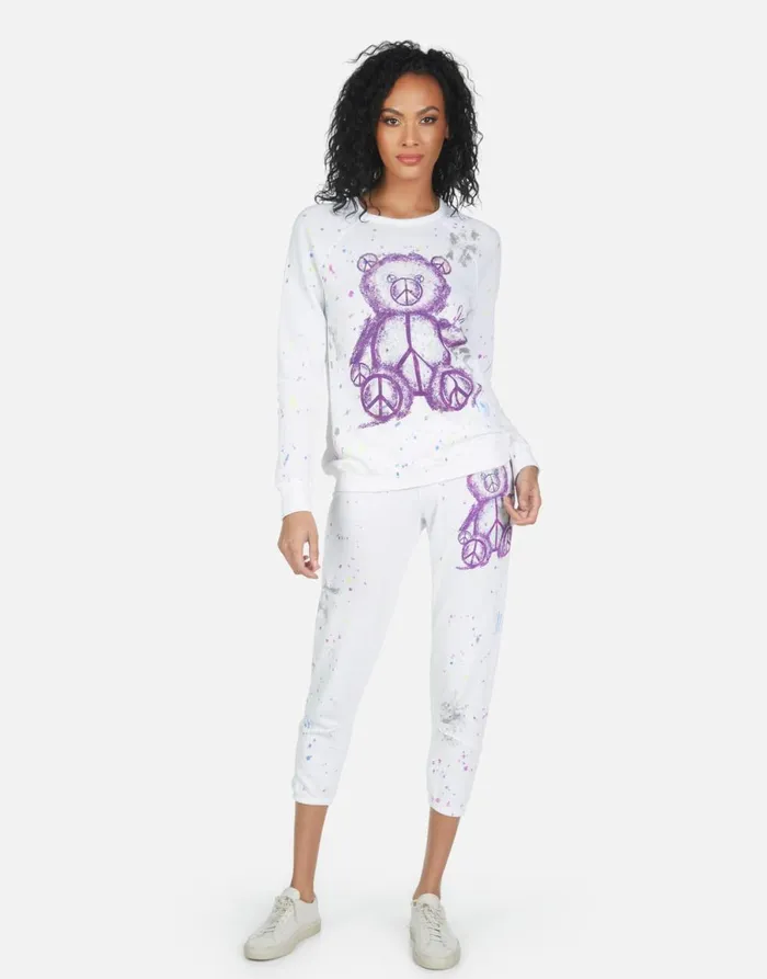 Annabelle Peace Teddy Punk Stain Women039s Lauren Moshi Crop Sweatpants