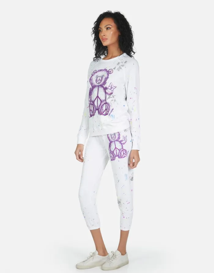 Annabelle Peace Teddy Punk Stain Women039s Lauren Moshi Crop Sweatpants