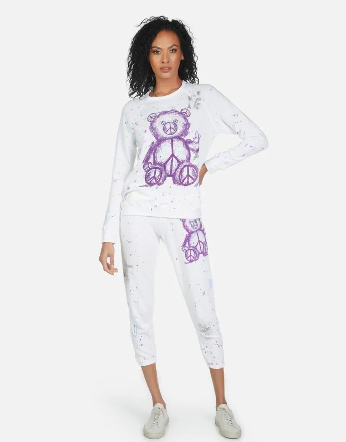 Annabelle Peace Teddy Punk Stain Women039s Lauren Moshi Crop Sweatpants