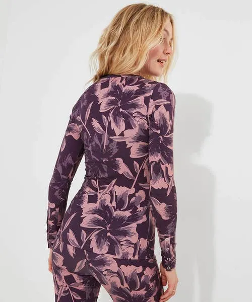 Apparel Sloe Joes Floral Henley Purple Tops Tunics and Blouses Joebrowns