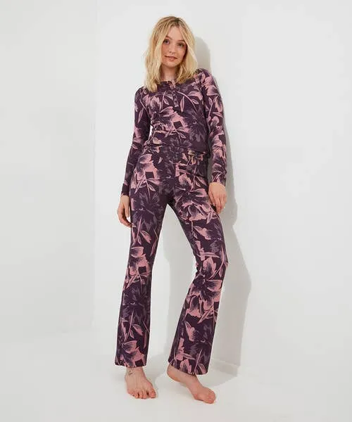 Apparel Sloe Joes Floral Henley Purple Tops Tunics and Blouses Joebrowns