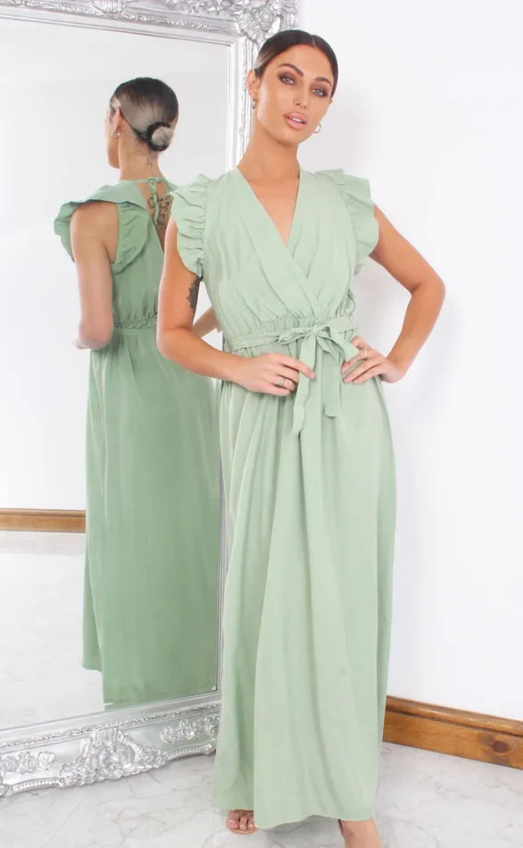 Arie Khaki Wrap Maxi Dress Women Missfiga Wrap Dresses