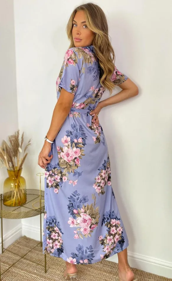 Arlette Purple Floral Shirt Maxi Dress Women Missfiga Maxi Dresses
