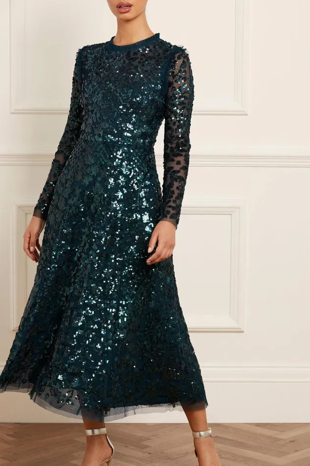 Aurelia Long Sleeve Ballerina Dress Green Women Needle and Thread Dresses