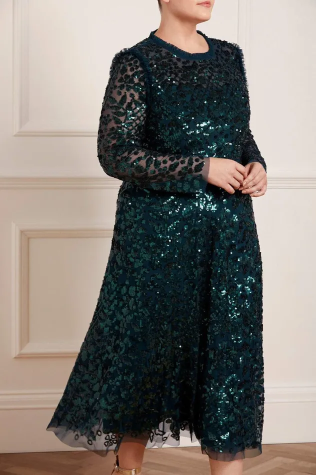 Aurelia Long Sleeve Ballerina Dress Green Women Needle and Thread Dresses