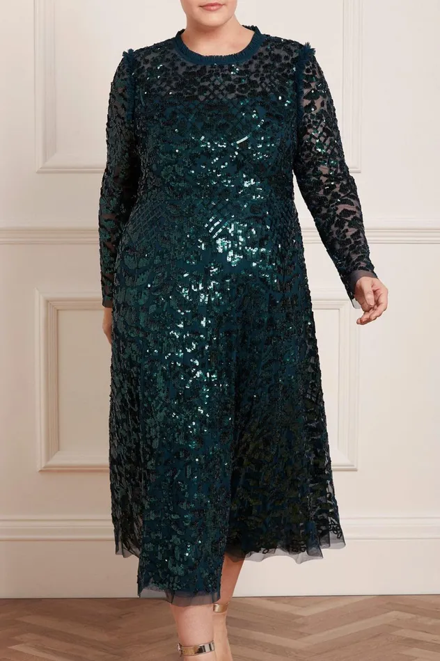 Aurelia Long Sleeve Ballerina Dress Green Women Needle and Thread Dresses