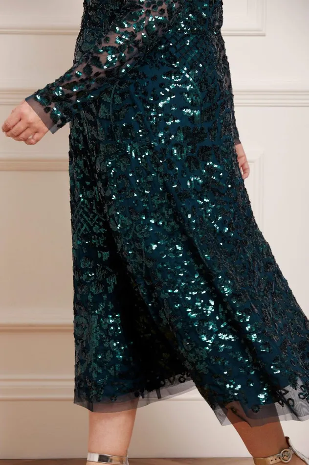 Aurelia Long Sleeve Ballerina Dress Green Women Needle and Thread Dresses