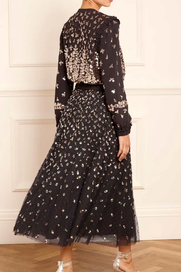 Autumn Leaves Ballerina Skirt Black Women Needle and Thread Skirts