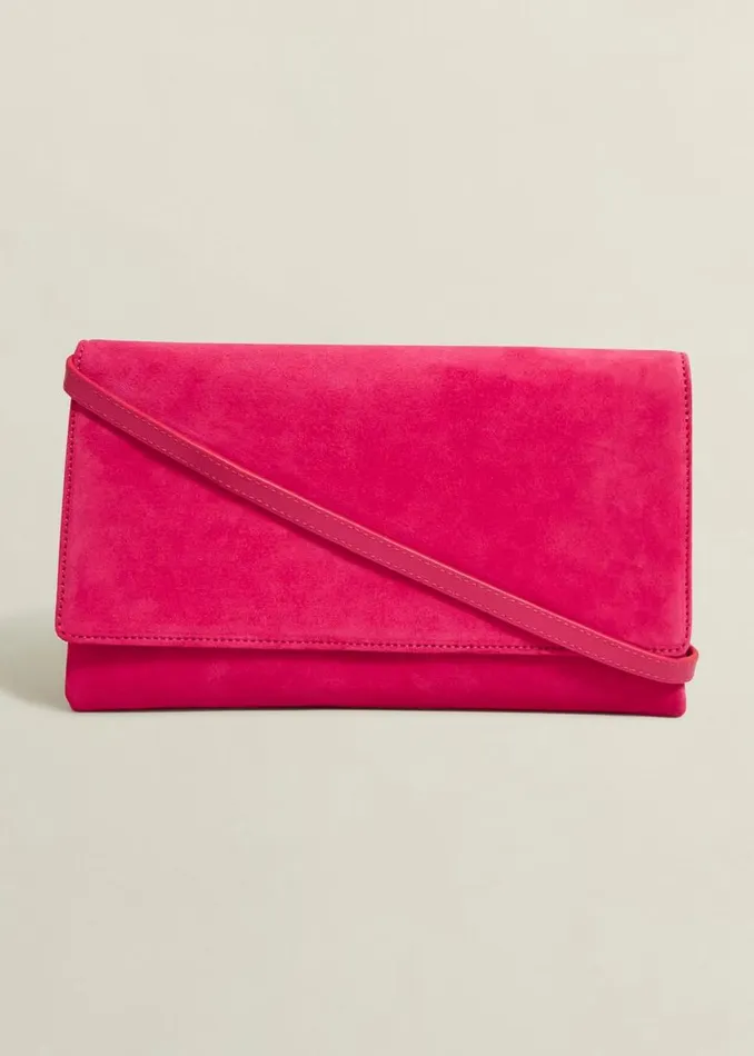 Bags Women HOBBS Renata Suede Clutch Zinnia Pink
