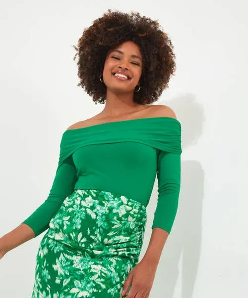 Bardot Jersey Top Green Apparel Tops Tunics and Blouses Joebrowns Bardot Jersey Top Green Apparel Tops Tunics and Blouses Joebrowns