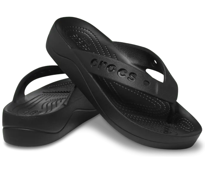 Baya Platform Flip Black Women Crocs FlipFlops