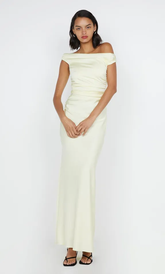 Bec Bridge Bridesmaid Dresses Women ETERNITY OFF SHOULDER MAXI 8211 ICE YELLOW