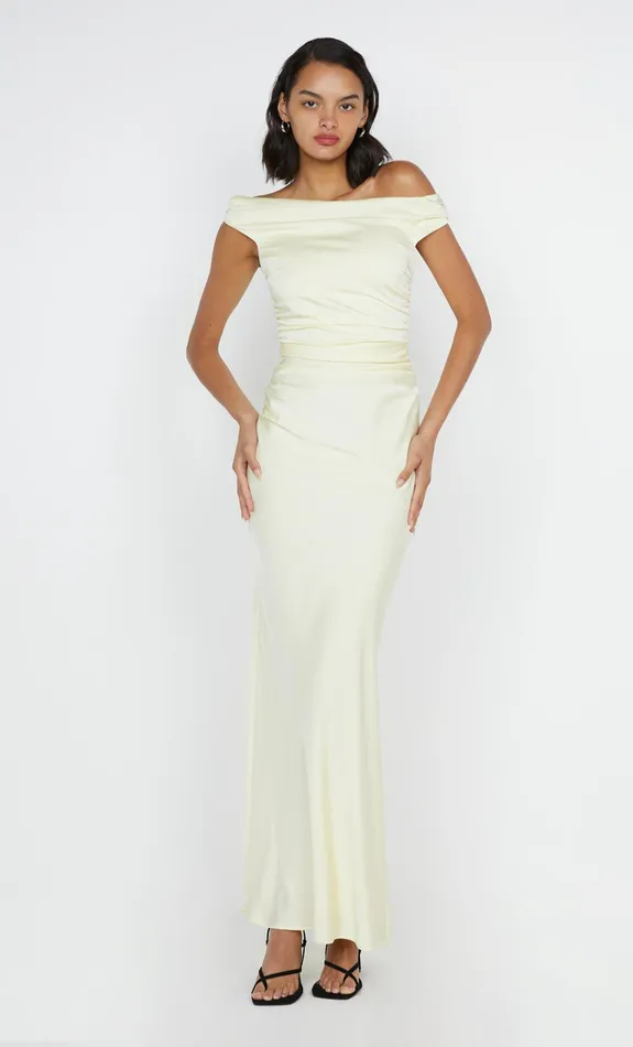 Bec Bridge Bridesmaid Dresses Women ETERNITY OFF SHOULDER MAXI 8211 ICE YELLOW