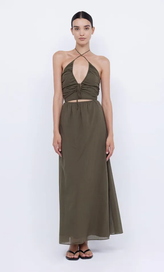 Bec Bridge Maxi Dresses Women CALYPSO HALTER MAXI DRESS 8211 OLIVE GREEN