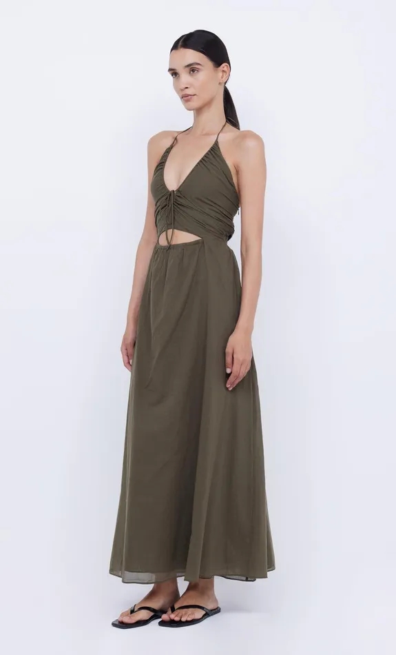 Bec Bridge Maxi Dresses Women CALYPSO HALTER MAXI DRESS 8211 OLIVE GREEN