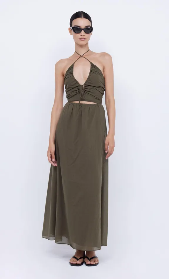 Bec Bridge Maxi Dresses Women CALYPSO HALTER MAXI DRESS 8211 OLIVE GREEN