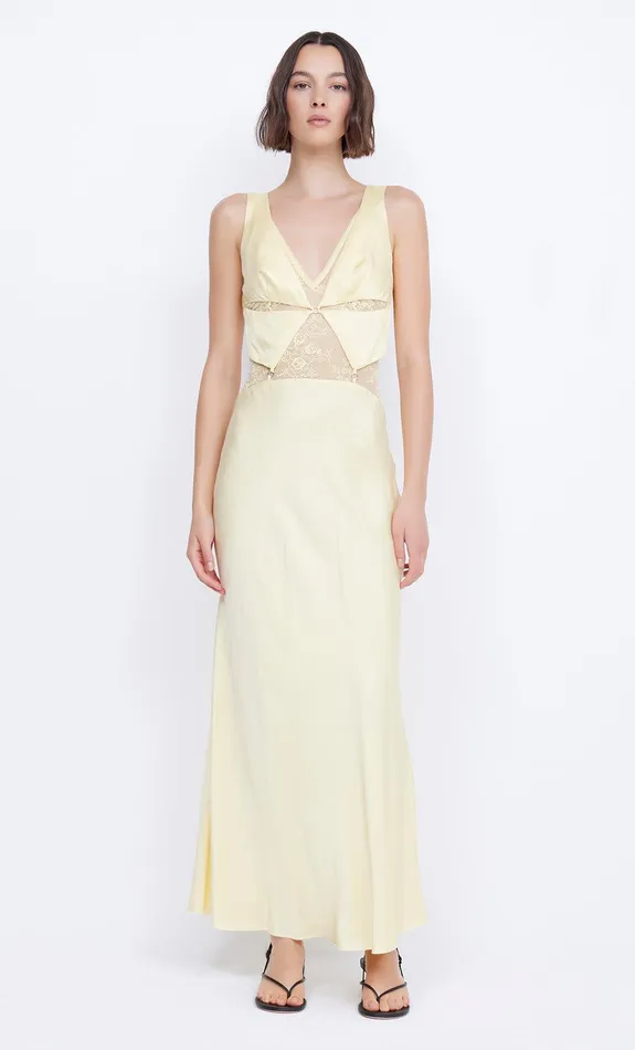 Bec Bridge Wedding Guest Women JULIETTE V NECK MAXI DRESS 8211 BUTTER YELLOW