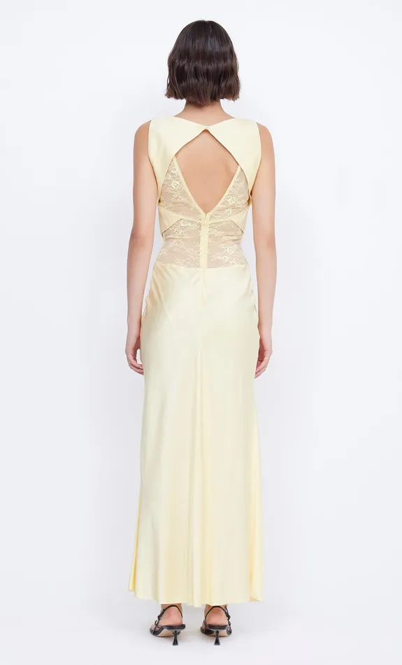 Bec Bridge Wedding Guest Women JULIETTE V NECK MAXI DRESS 8211 BUTTER YELLOW