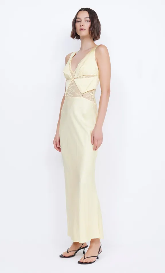 Bec Bridge Wedding Guest Women JULIETTE V NECK MAXI DRESS 8211 BUTTER YELLOW